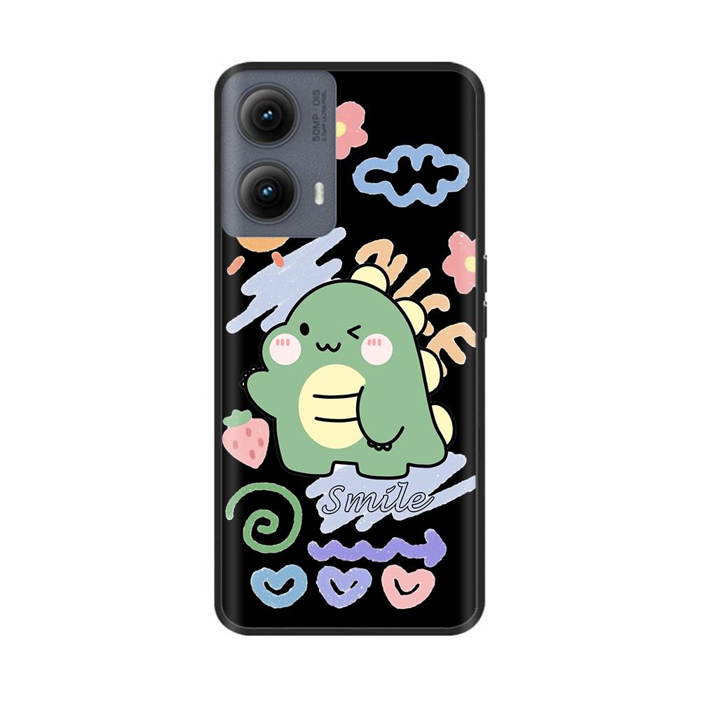 Silicone Casing For Motorola Edge 2024 Case Lovely Cartoon Soft TPU Black Cover For Moto Edge 2024 6.6" Shockproof Fundas Capa