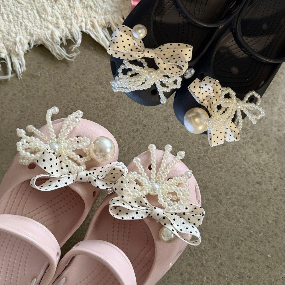 Beaded Flower Metal Bead Pearl Bowknot Original Shoe Charms Fashion Flowing Ballet Shoe Decorations Luxury DIY Shoe Accessories