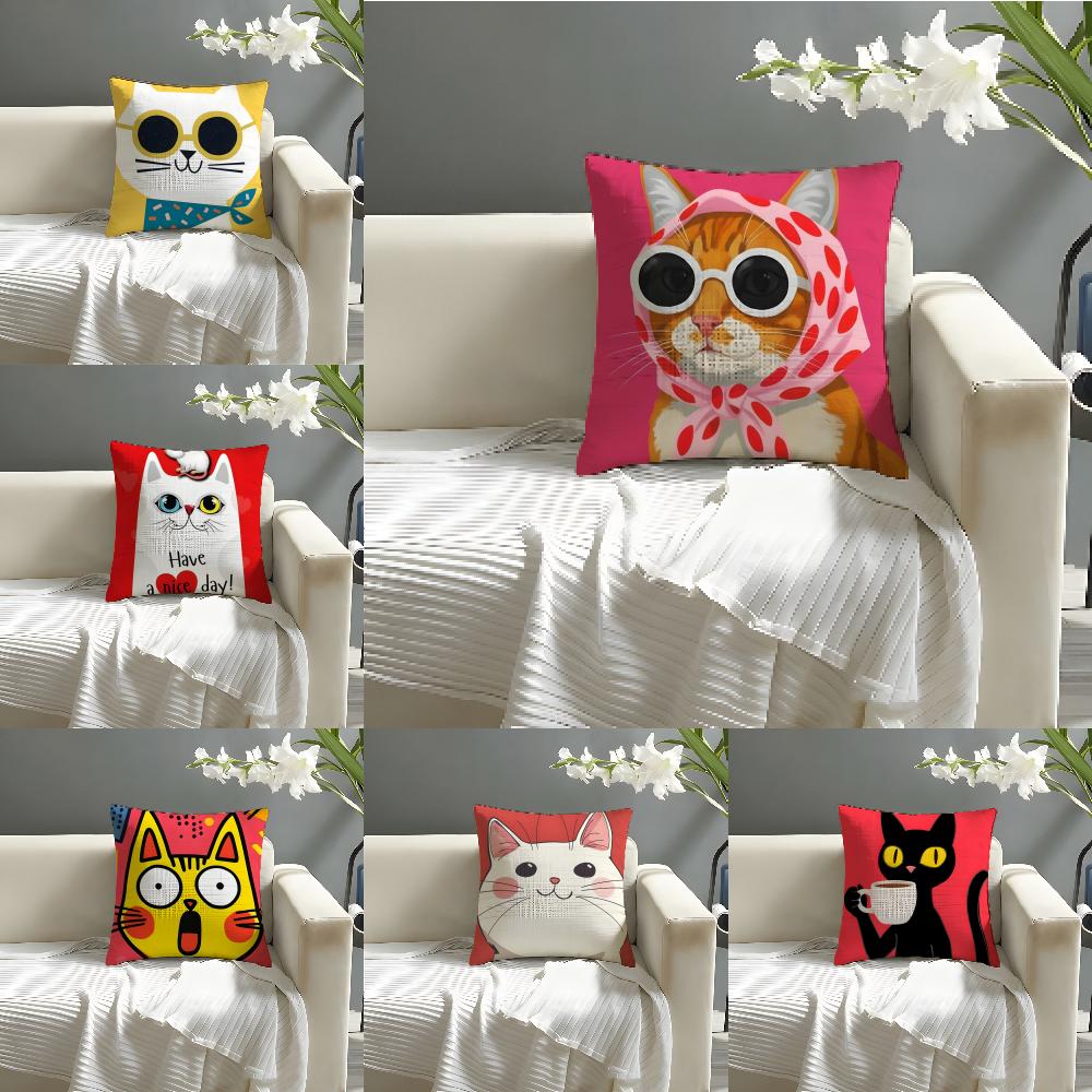 Funny And Surprising Cat Patterns Pillow Case Home Living Room Decoration Linen Pillowcover Pillow Cases Cushion Cover