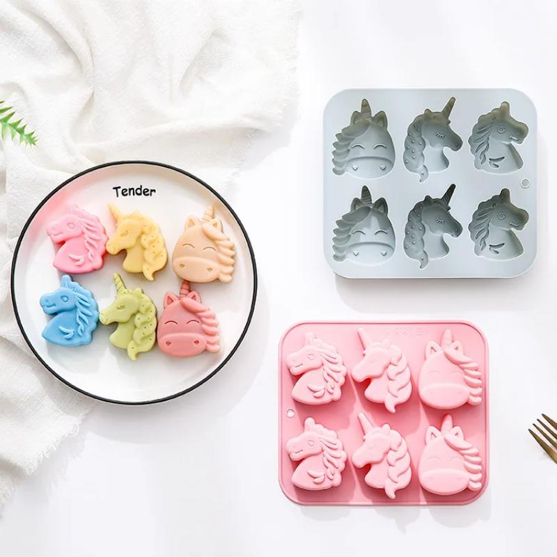 6 Cavity 3d Different Unicorn-shaped Silicone Mold Fondant Candy Chocolate Mould Handmade Soap Ice Cube Molds Cake Decoration