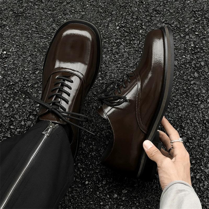Fashion Luxury Brand Men's Thick Soled Business Work Soft Patent Leather Shoes Fashionable Wedding Oxford Leather Shoes All-match 35-48