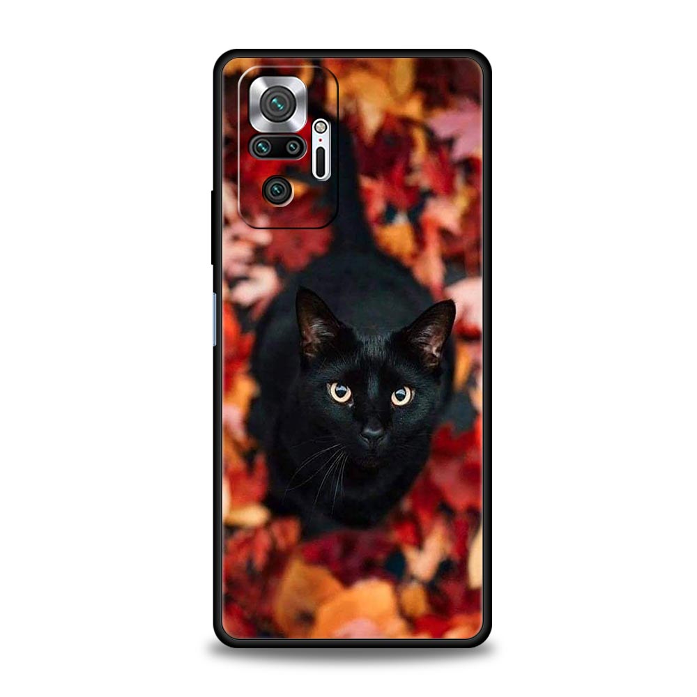 Schwarze Katze Starrendes Auge Handyhülle Für Xiaomi Redmi Note 12 5G 11 10 Pro Plus 9S 9 8 7 9T 8T 10C 9C 9A 5G K50 Gaming Weiche Hülle
