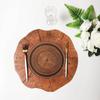 10pcs Round Disposable Dish Vintage Paper Food Tray Imitation Wood Grain Disposable Plate  Picnic