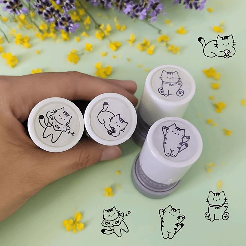 4pcs Cute Cartoon Cat Stamp Set - Fun Cartoon Cat Design Stamps for Crafts and Scrapbooking Decorations,Photosensitive Seal