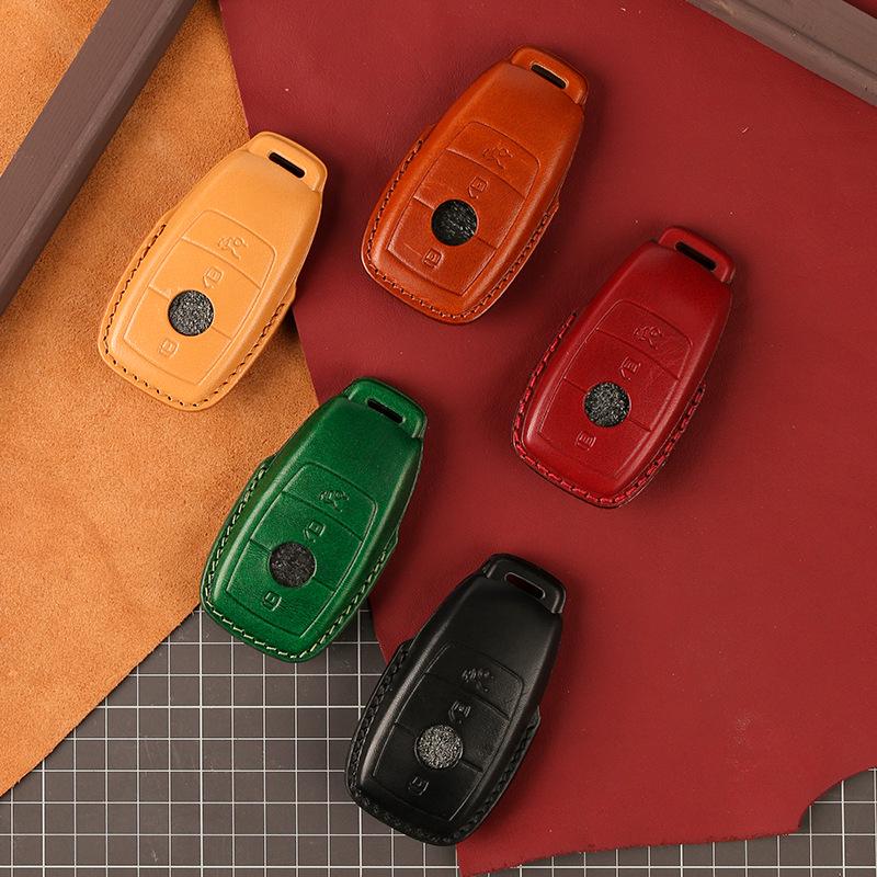 Genuine Leather Handmade Smart Car Key Case for Mercedes - Full Cover