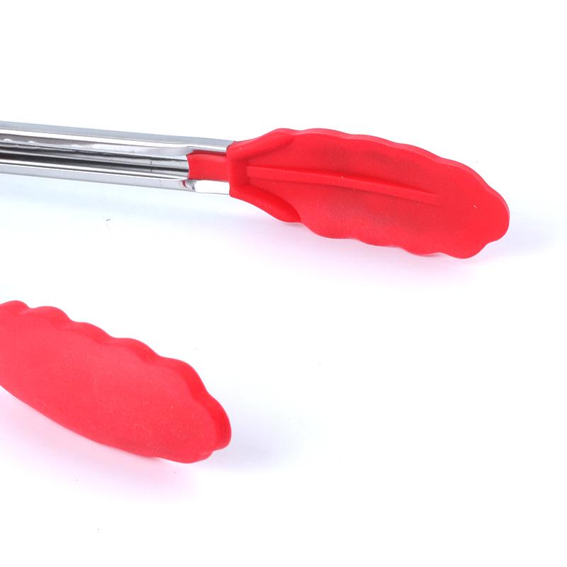 12" High-Temp Silicone Non-Slip Food Tongs: Ideal for Bread, Steak, and Barbecue.
