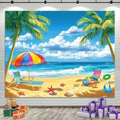 2D Plane 1 Piece of Tropical Beach Background Fabric Photo Background Decorative Scene