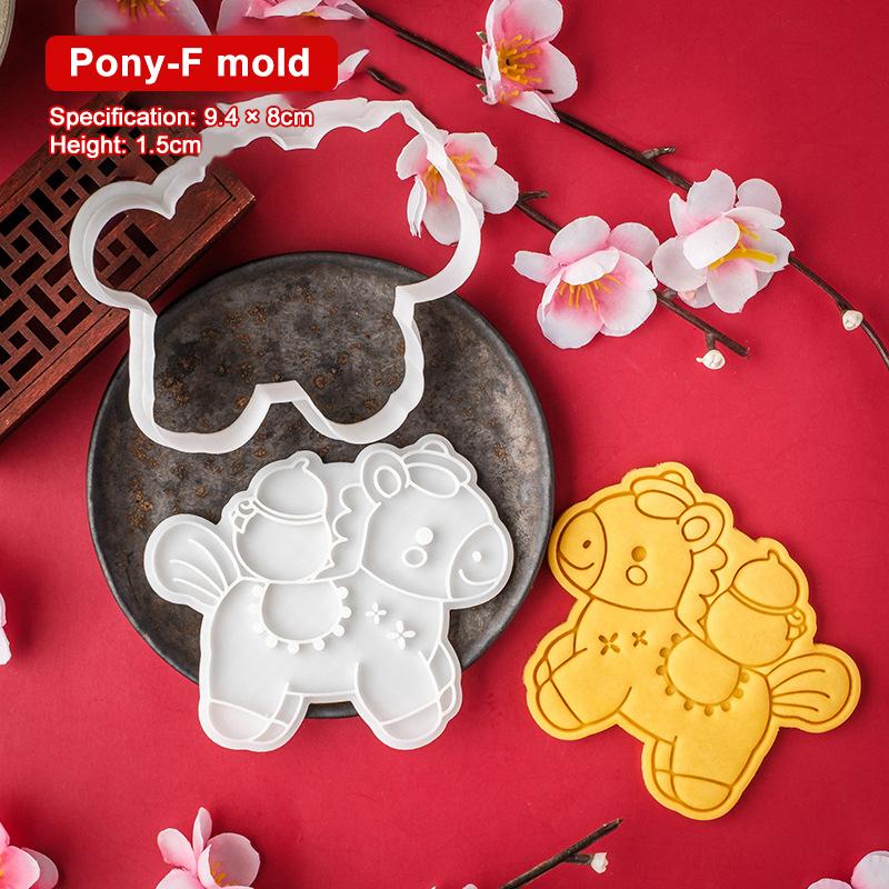 2026 Year Of The Horse Cookie Cutter Plastic Horse Mold For Fondant Biscuits Easy Release Design Diy Cookie Stamp Bakery Tools