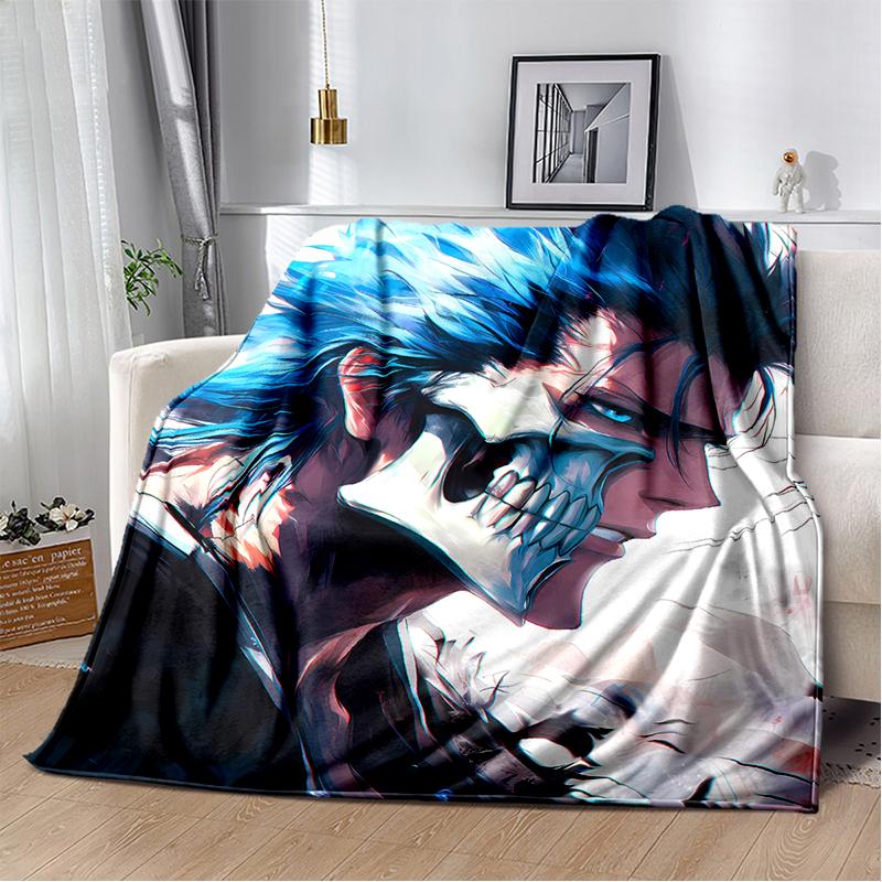 3D Bleach Kurosaki Ichigo Cartoon Anime Soft Blanket,Soft Throw Blanket for Home Bedroom Bed Sofa Travel Cover Child Gift