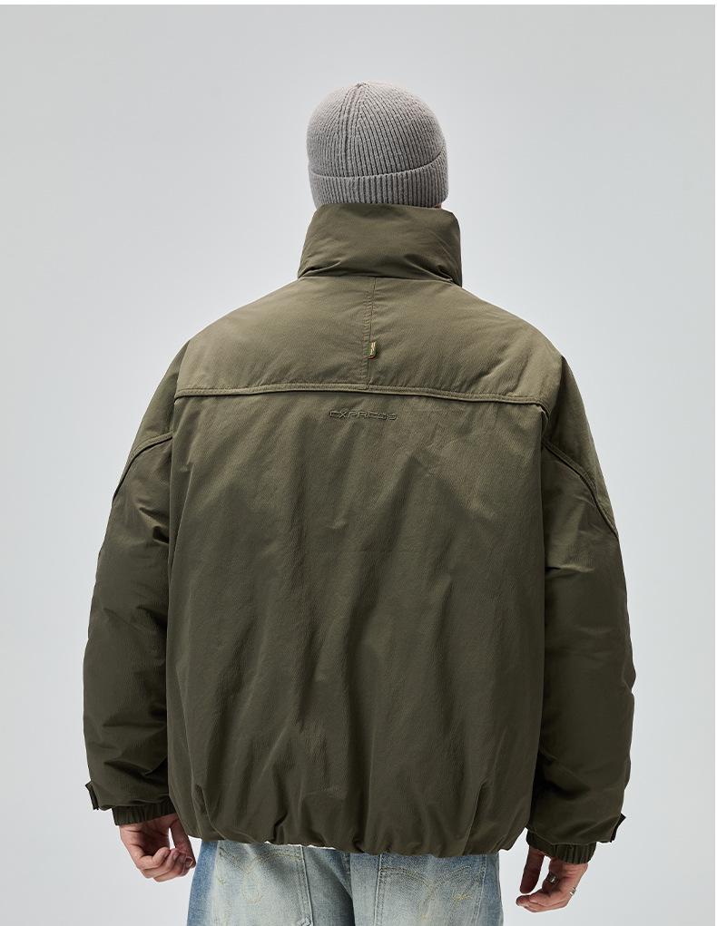 Men's Winter Stand Collar Down Jacket - Warm, Thickened, American Style, Outdoor Workwear