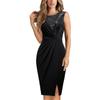 Color Sleeveless Sequin Splicing Slim Fit Split Party Dress Dress, Women's Dress