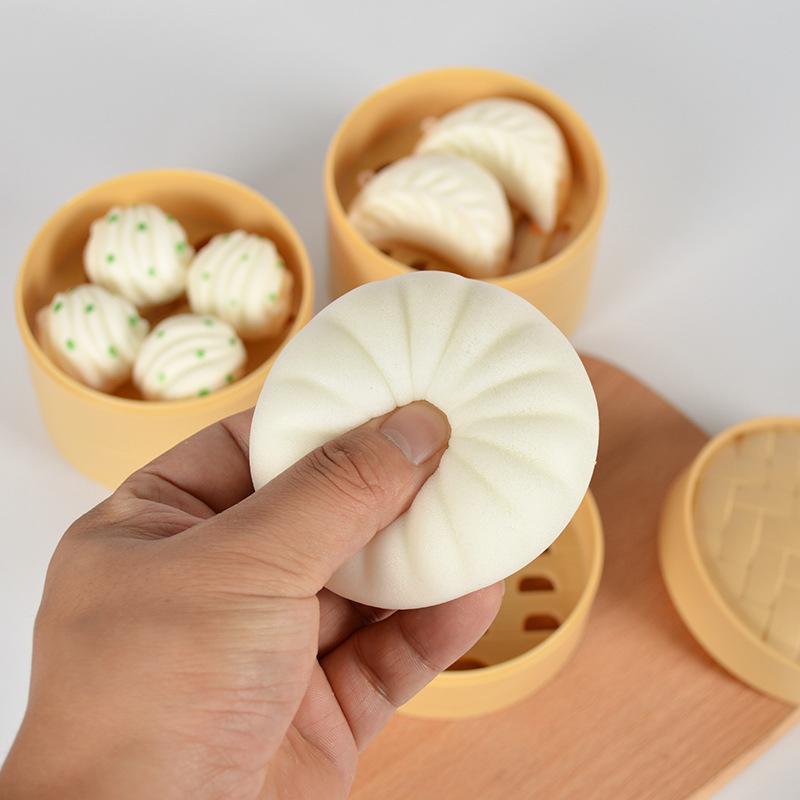 Simulation Steamed Stuffed Bun Stress Relief Toy Soft Squeeze Sensory Toy