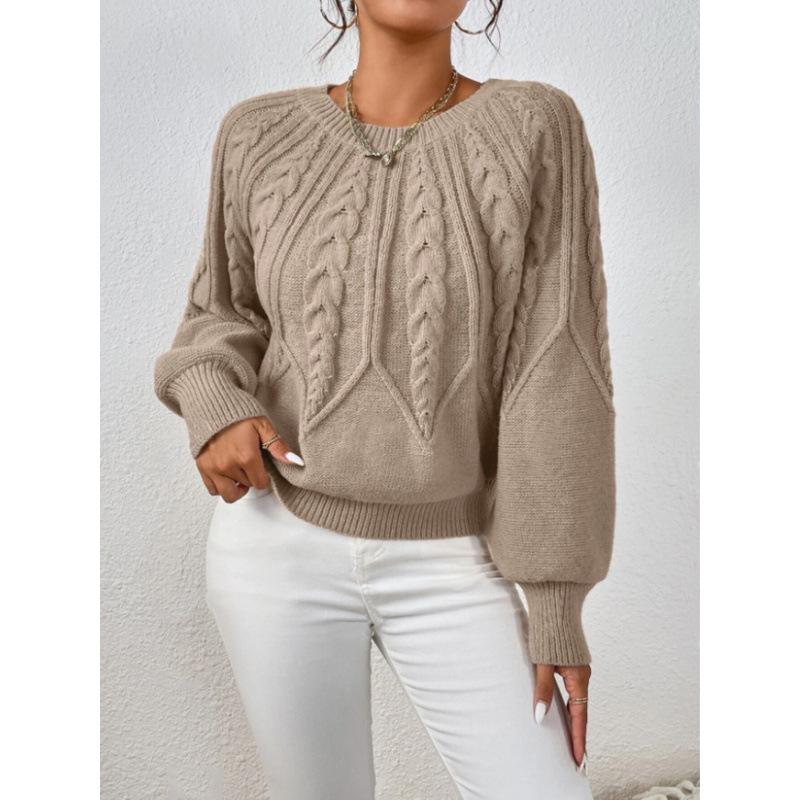 Women S Long Sleeve Crew Neck Knit Pullover Sweater Solid Color Casual Fall Winter