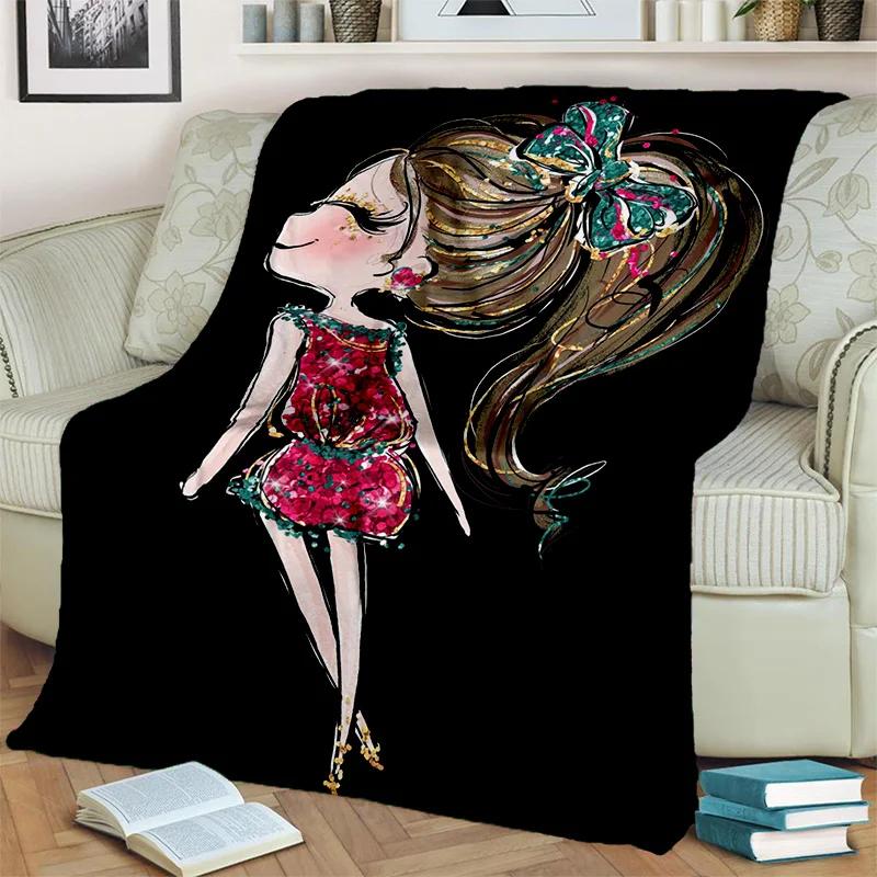 Cute Ballet Girl Ballerina Fairy Cartoon Blanket,soft Throw Blanket for Home Bedroom Bed Sofa Picnic Office Cover Blanket Kids