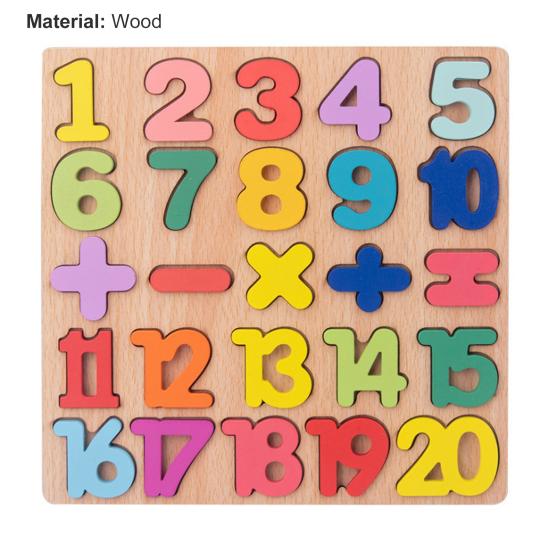 Wooden Alphabet Puzzle Hand-eye Coordination Logical Ability Burrs-free Letters Numbers Wooden Alphabet Puzzle Toys for Children