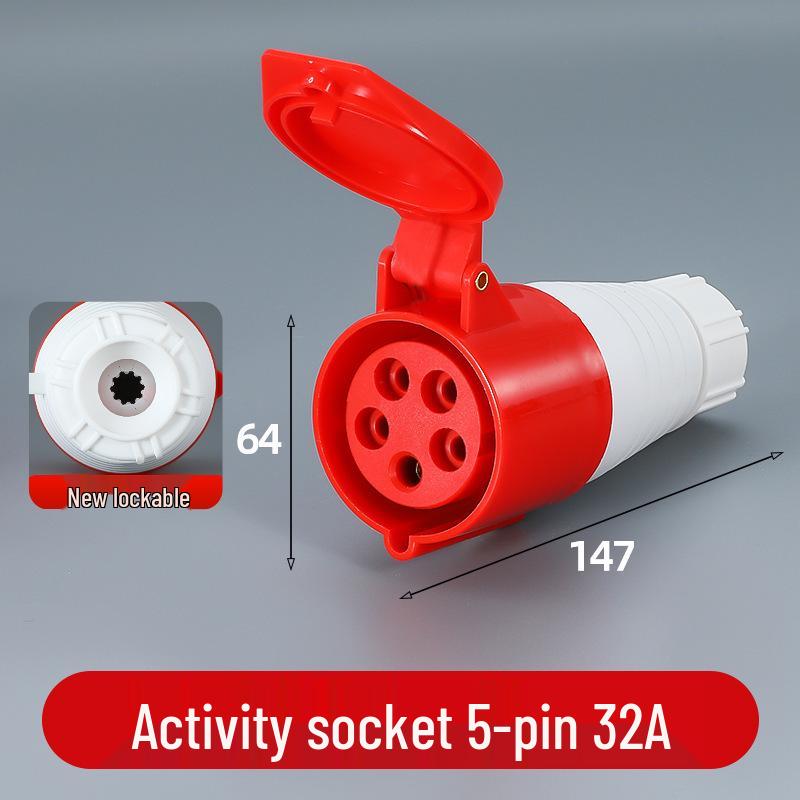 3/4/5 Pin Waterproof Aviation Connector, 32A, Three-Phase, Male & Female, Non-Explosion-Proof
