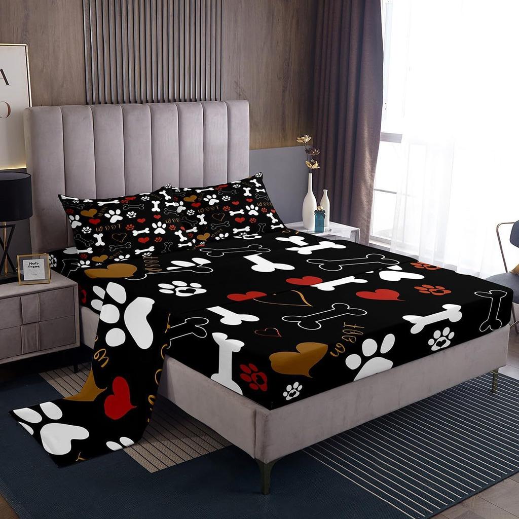 Cute Cartoon Panda Pattern Bed Hat Four-Piece Bedding Set Bedroom Dormitory Bedding Decoration