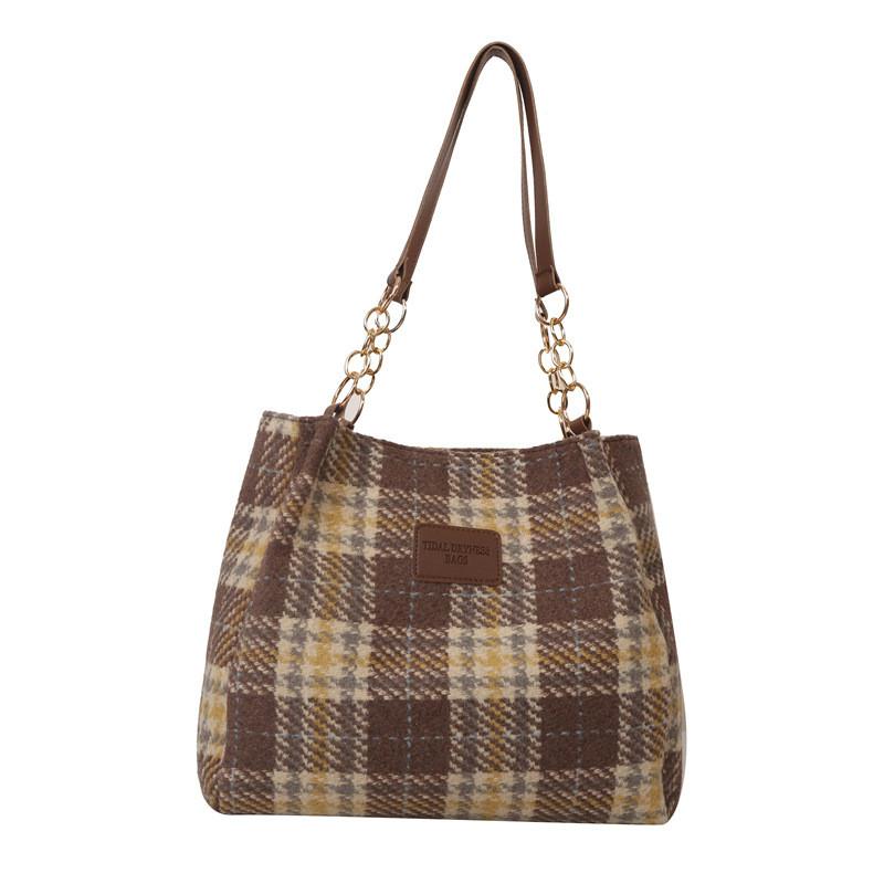 Fashionable Womens Large Capacity Brown Shoulder Bag With Unique Street Style Elements
