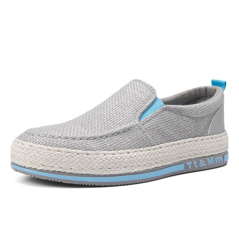 Hot Sale Men's Loafers Linen Breathable Casual Flats Shoes Men Espadrilles Slip-on Canvas Shoes Man Fisherman Driving Footwear
