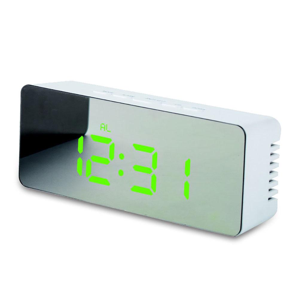 Table Clock Alarm Clock Snooze LED Digital Mirror Clock Time Temperature Large Electronic Display Rectangle Digital Desk Clock