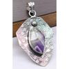 Amethyst Natural Gemstone Antique Silver Plated Pendant 2.75" J 859