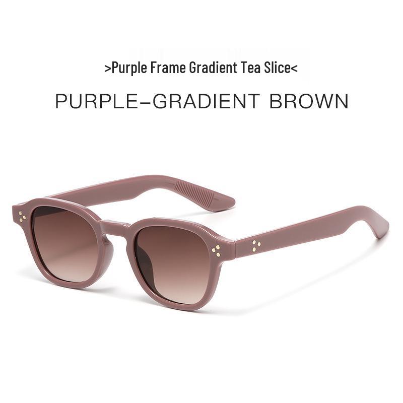 Retro Rice Nail Square Frame Sunglasses - Versatile, Fashionable, Anti-Glare, Perfect for Outdoor Travel and Photos.