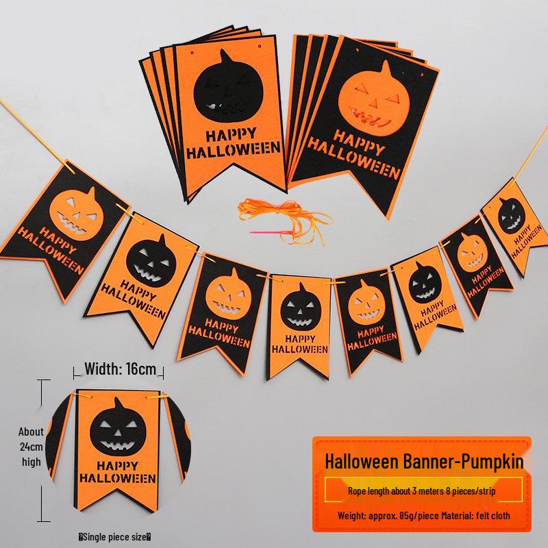 Festone Decorazione Lanterna Zucca di Halloween - Bandierine da Appendere per Atmosfera di Festa e Oggetti di Scena per Foto