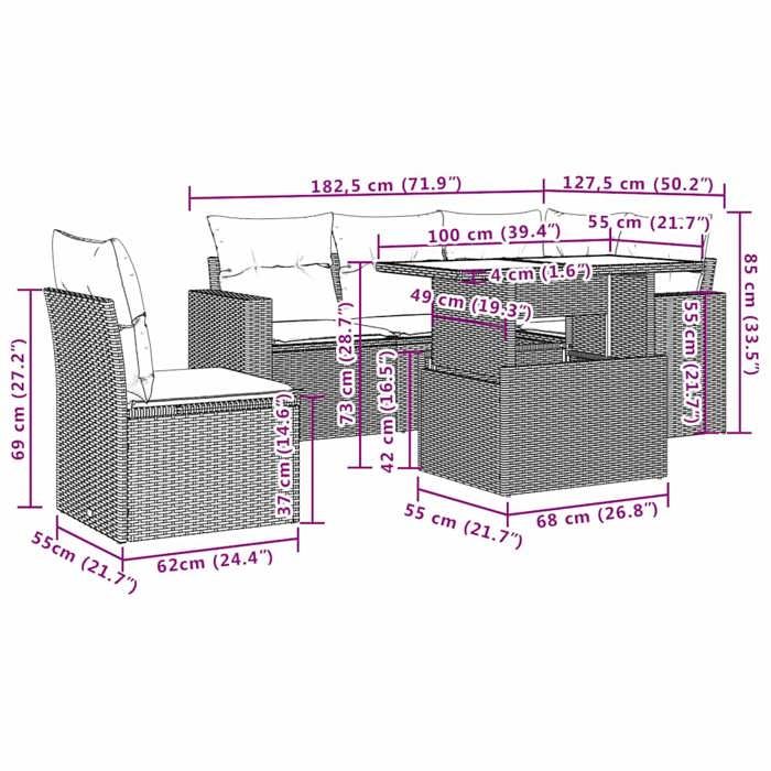 VidaXL Garden Lounge Set 6 Pcs with Cushions Black Braided Resin 3267276