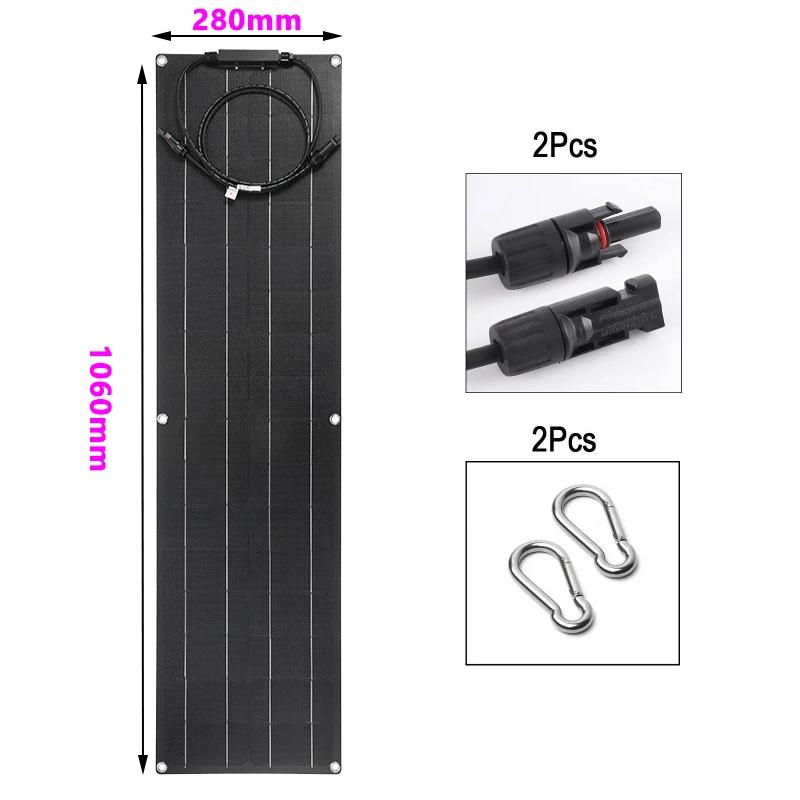 300W Solar Panel 18V PET/ETFE Flexible Monocrystalline Solars Plate Cell Battery System Kit for Marine Camping Boat RV Outdoor