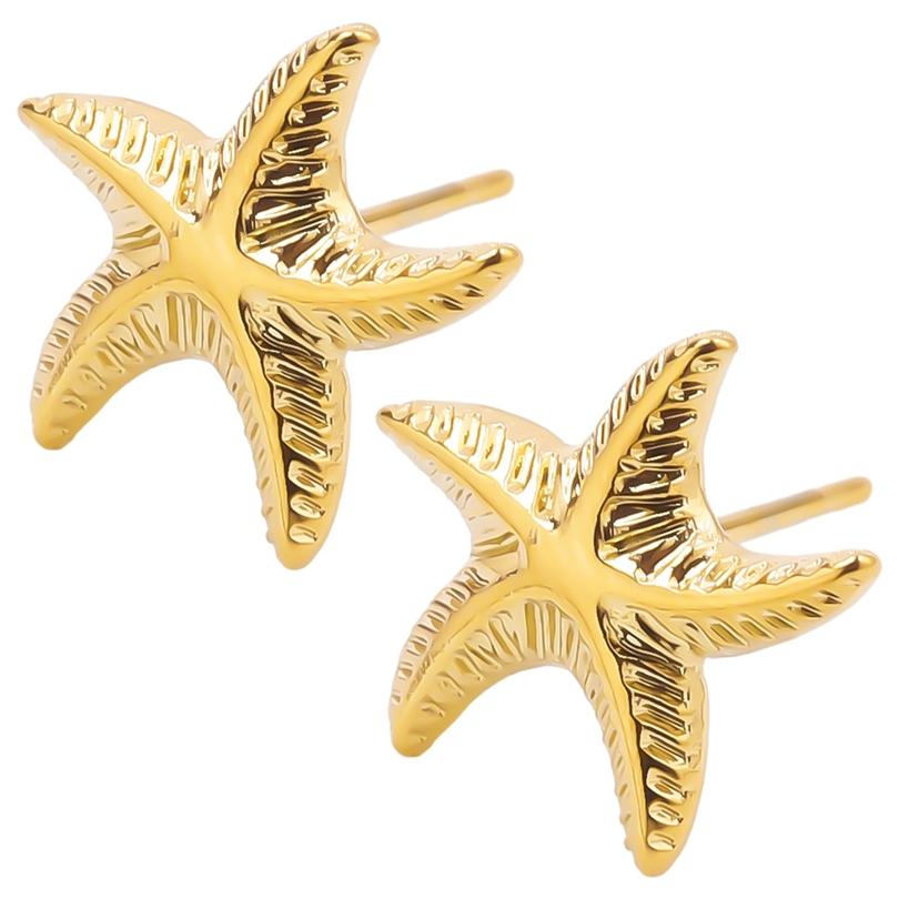 Never Fade Gold Color Earrings With Earplug Round Heart Shell Fashion Jewelry Stainless Steel Earrings For Women Men Accessories