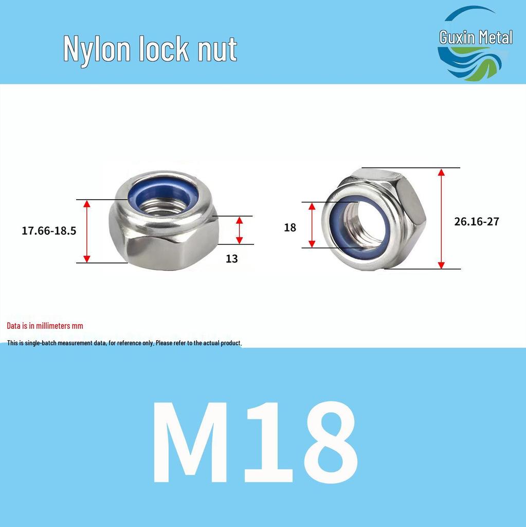 Stainless Steel Self-locking Nylon Lock Nut DIN985, M3-M30, Anti-slip/loosening.