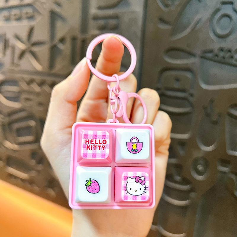

NEW Hello Kitty LED Light Fidget Toy Keychain, Cute Mini Keyboard Press Pendant, Kawaii Cartoon Bag Charm Stress Relief Gift