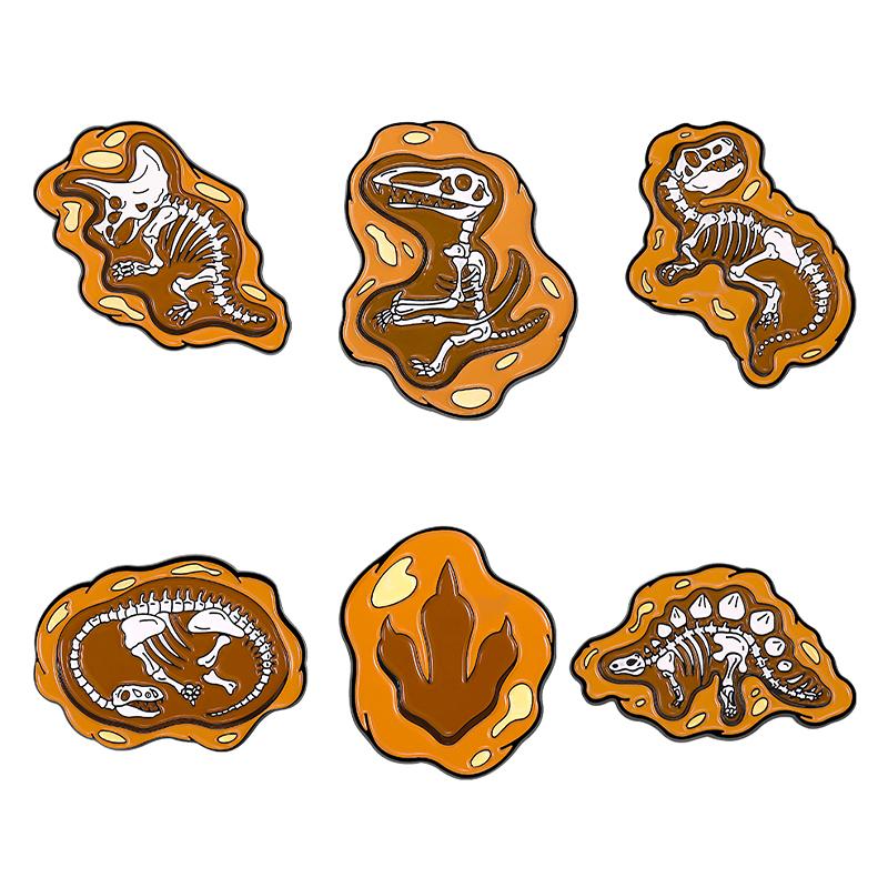 5-6 Stück/Set Dinosaurierpark Emaille-Anstecknadeln Schmetterling Igel Frosch Broschen Reversabzeichen Tier Pflanzen Schmuck Geschenk für Kinder Freunde
