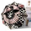 Butterflies Skull and Roses Outdoor Automatic Umbrella Sturdy 8 Rib Durable Plastic Iron Outdoor Daily Use Outdoor Accessory Perfect Gift Friends