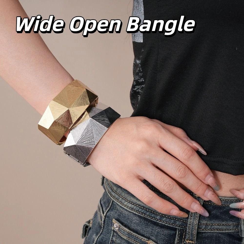 Metal Spring Bangles Europe American Style Exaggerated Bracelet Temperament Wide Open Bangle Girls