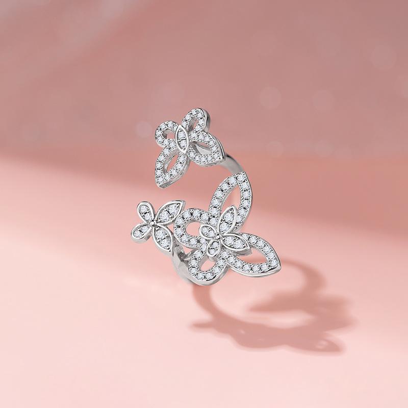 Schmetterlingsring Damenmode Nischendesign Sinn Pendler Zirkon Koreanische Version Offener Ring