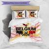 Set Biancheria da Letto Stampata Calcio Belgio 3 Pezzi Copriletto Traspirante Accogliente come Regalo per Inaugurazione Casa o Festa