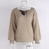 European & American V-neck Bowknot Sweater - Women's Casual Autumn/Winter Long Sleeve Loose Top