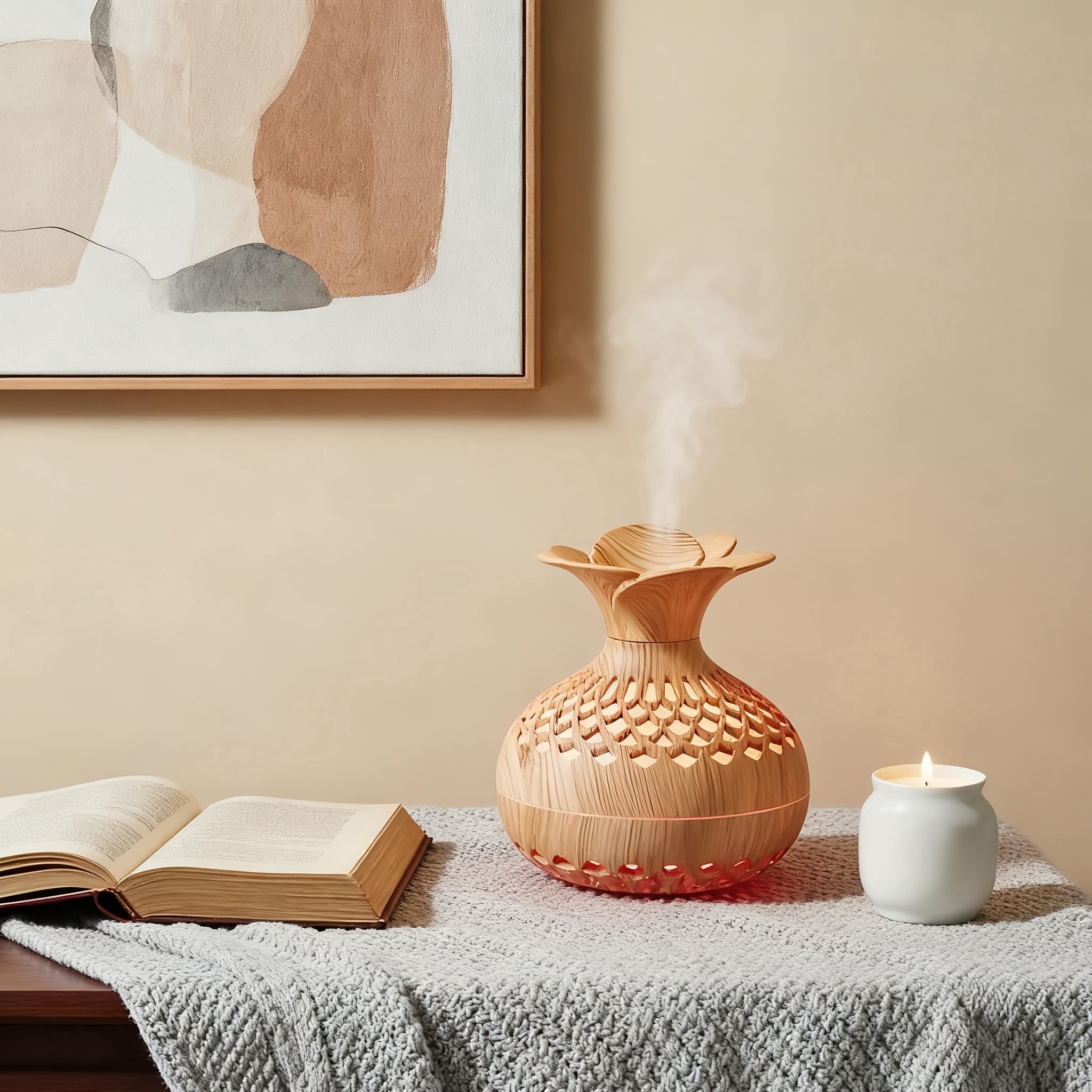 Flower-shaped Humidifier, Flower Shape USB Personal Desktop Humidifier for Car, Office Room, Bedroom,etc. 2 Mist Modes, 7 colors,Super Quiet 1 piece