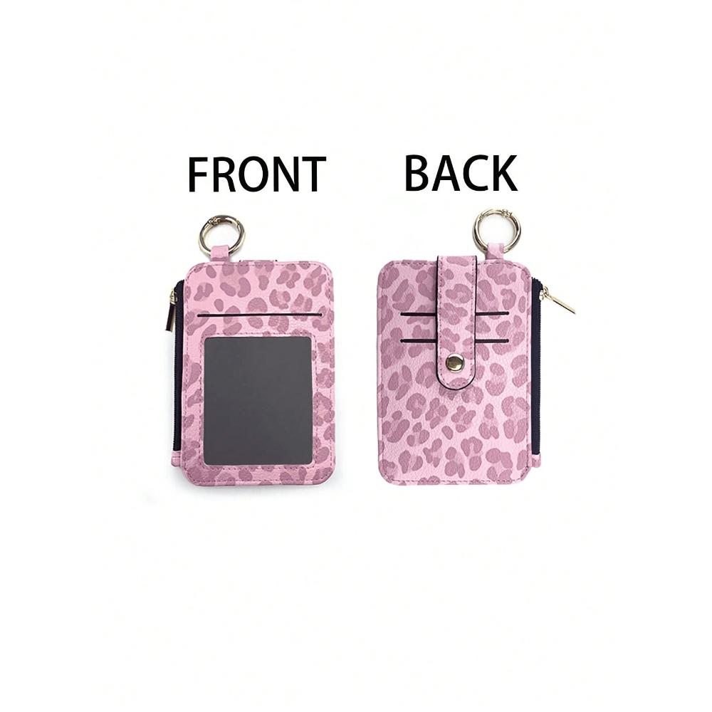 Women's Fashion Leopard Print Cute Mini Cardholder Compact Coin Purse With Removable Key Ring Zipper Wallet With Card Slots For Women Wallet