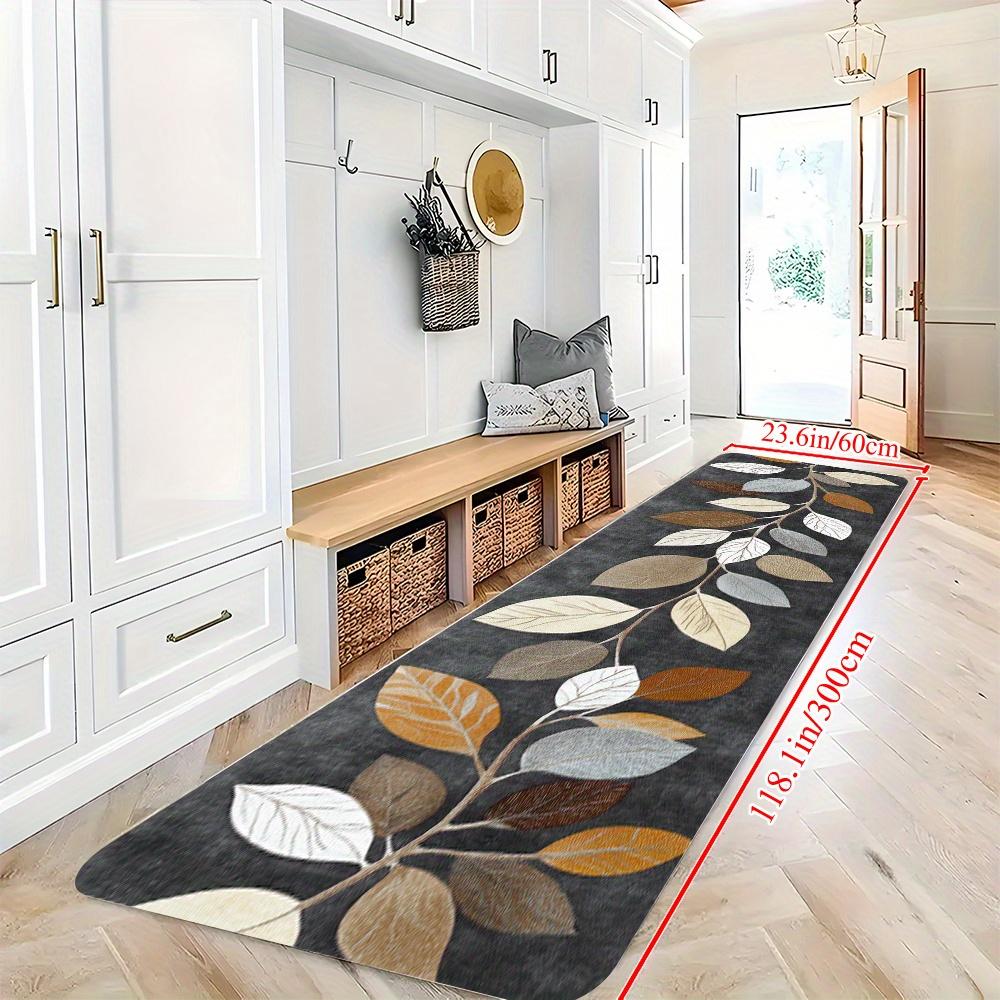 VIKAMA Leaf Vine Kitchen Rug Non-slip, Stain-resistant Entrance Hallway Mat Bedroom & Dining Room Runner Home Decor
