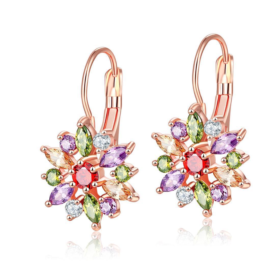 

Trendy Multicolored Crystal Earrings Geometric Flowers Cubic Zirconias Drop Earrings for Women Jewelry with Multi-colored Stones