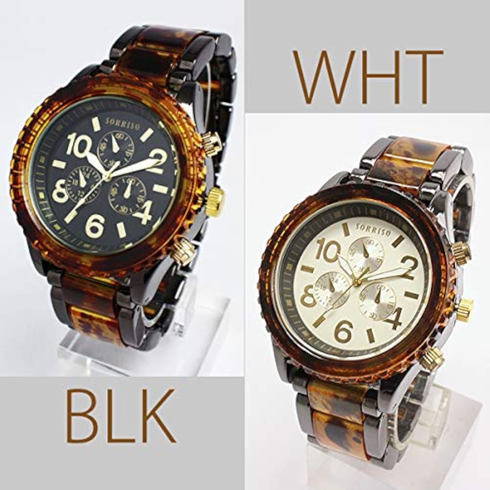 Authentic SORRISO Watch with Citizen Miyota Movement, Tortoiseshell-Colored Fake Dial, SRHI14-BLK...
