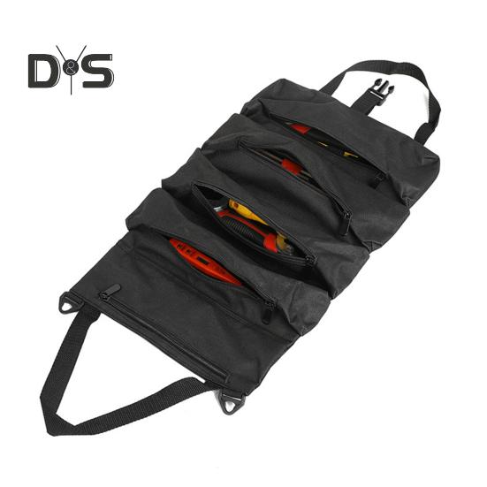 

Портативная сумка для хранения инструментов, большая, с 5 отделениями, застежка-молния, водонепроницаемая, прочная, набор инструментов для ремонта, сумка-рулон на молнии чёрный