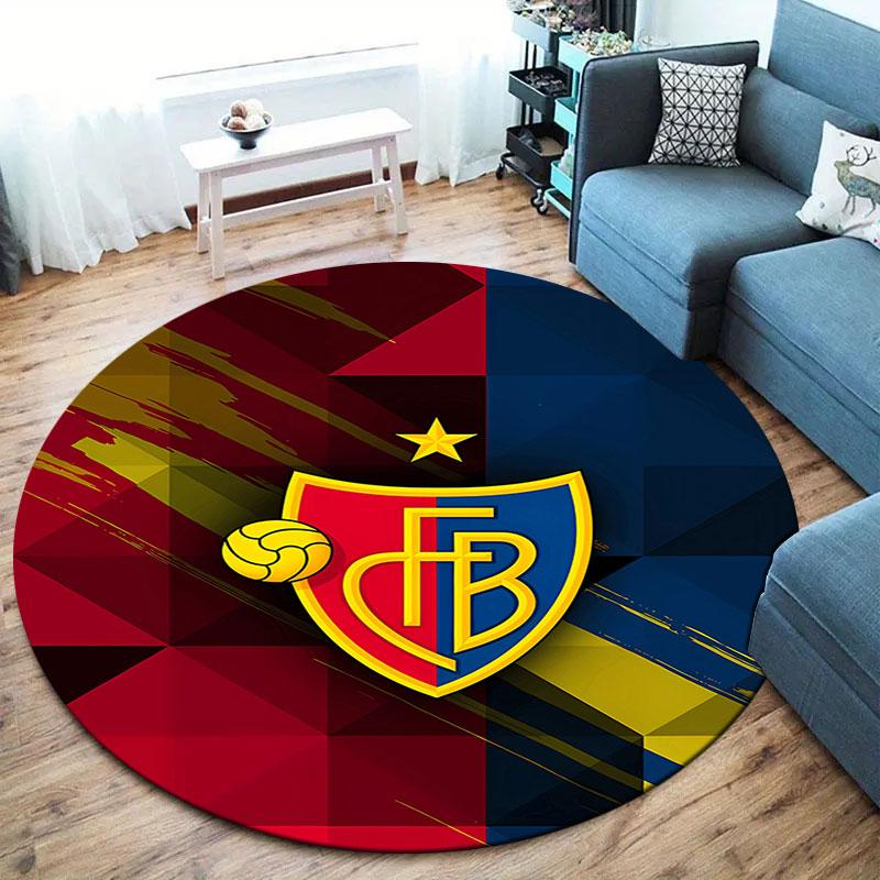 FC Basel Round Area Rug,Carpet Rug for Living Room Bedroom Sofa Playroom Decor,Non-slip Floor Mat