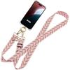 iPhone 16 Plus Case - Silicone - Transparent - Adjustable Cord - Shockproof - Pink