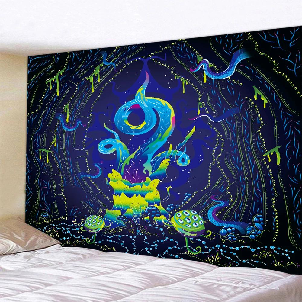 Mushroom Psychedelic Scene Home Decoration Art Tapestry Bohemia Room Yoga Mat Background Cloth