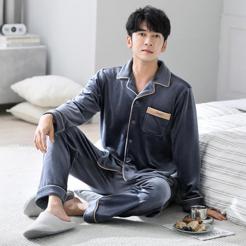 

Flannel Pajamas Men S Autumn And Winter Island Fleece Large Size Coral Fleece Winter Loungewear Set L