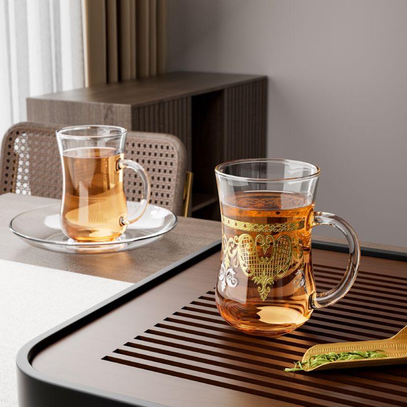 Vintage Embossed Heat Resistant Glass Mug with Handle High Quality Multi-purpose Wine Coffee Juice Tea Mug for Household Party