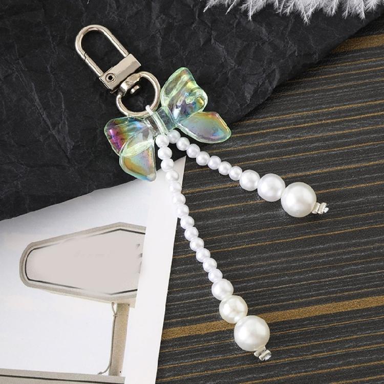Pearls Beaded Bowknot Keychain Stylish Butterfly Knot Pendant Keyring Bag Charm